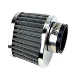 2FastMoto Steel Wire Mesh Pod Air Filter Oval 39mm Clamp-On Offset Flange Chrome 