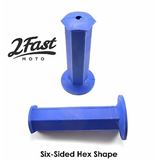 2FastMoto Vintage Motocross MX Blue Six-Sided Hex Shape 7/8" Grips 