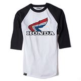 Factory Effex Honda Vintage Baseball T-Shirt - White/Black - Medium