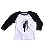 Factory Effex Kawasaki Bike Youth Baseball Shirt - Black/White - Large