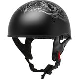 GMax HH-65 Half-Helmet Ghost/RIP Naked - Matte Black/Silver - 2X-Large