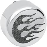 Drag Specialties Horn Cover - Chrome with Black Flame