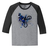 Factory Effex Moto KIds Youth Baseball Shirt - Black/Grey X-Large