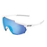 100% Racetrap Sunglasses - Matte White - Blue Mirror Lens
